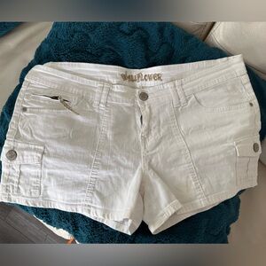 Wildflowers White Cargo Shorts with Zip Pocket